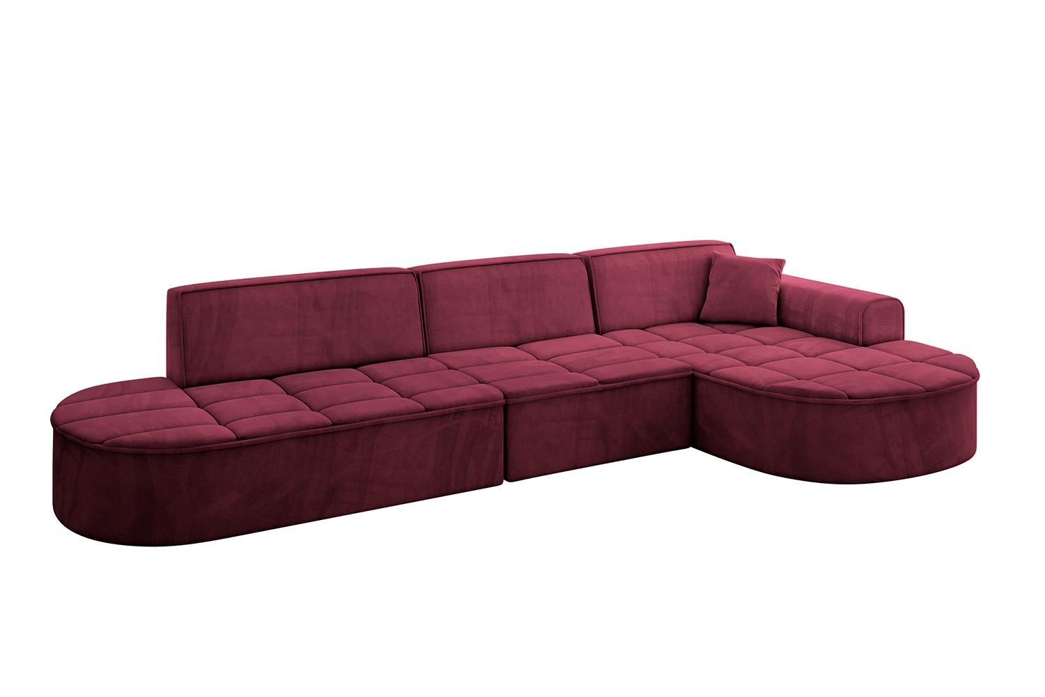 ECKSOFA Ottomane Rechts TARO-L2 - 328x171x79,5 cm Bordeauxrot - Bordeaux, Holzwerkstoff/Textil (328/171cm) - ALTDECOR