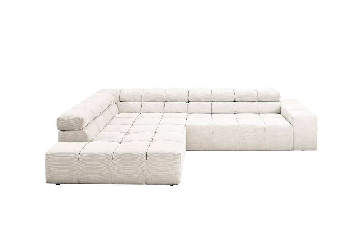 ECKSOFA NEVADA Weiß Cord - Schwarz/Weiß, Kunststoff/Textil (319/215cm) - KAWOLA