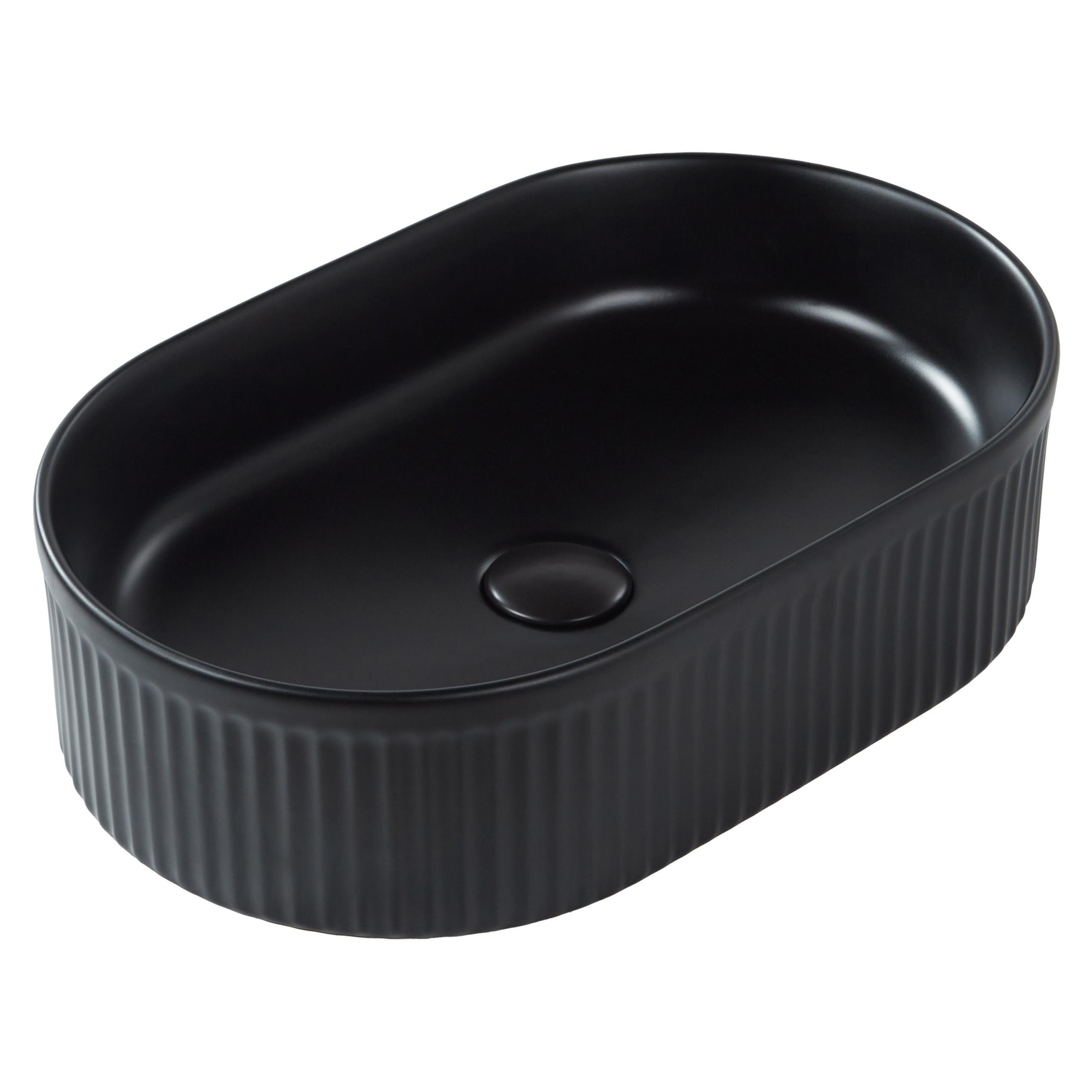 AUFSATZWASCHBECKEN 49/31 cm Geldo - Schwarz, Keramik (49/13/31cm) - Beliani
