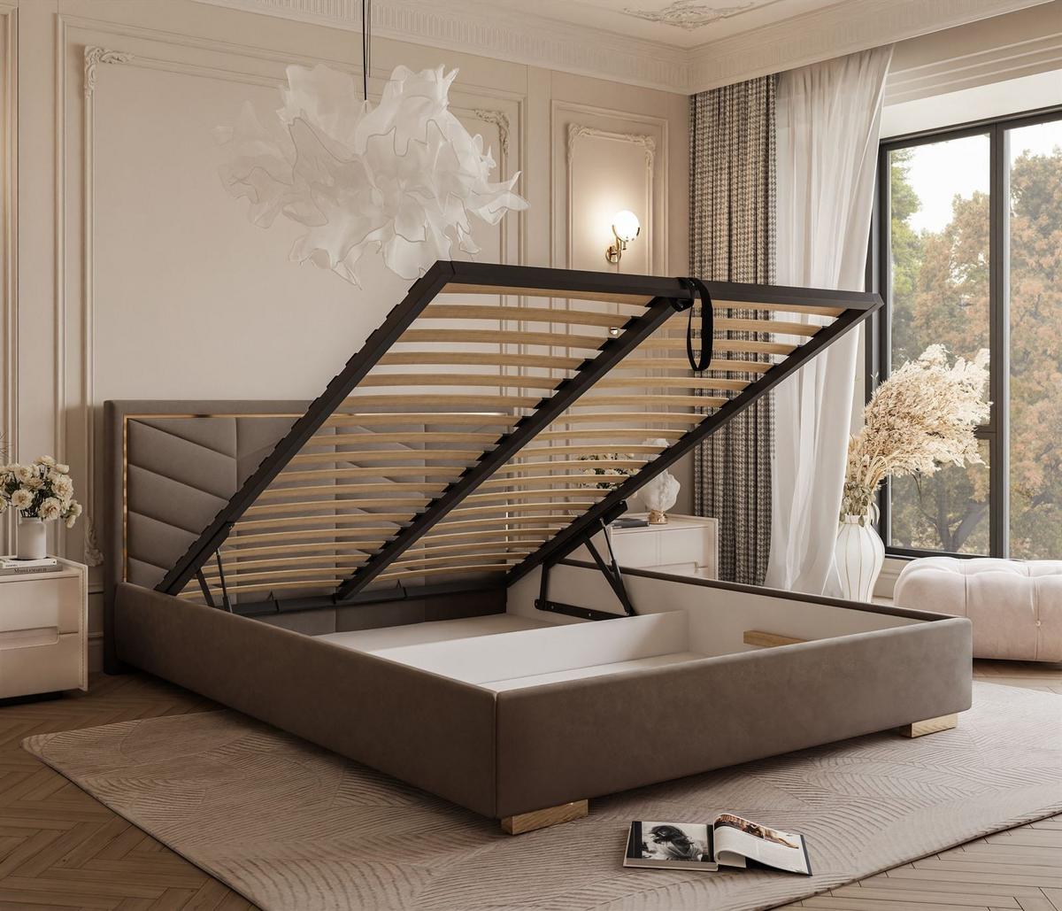 POLSTERBETT AURORA 160x200 mit Bettkasten Jasmine 28 - Braun, Textil (160/200cm) - Lookway