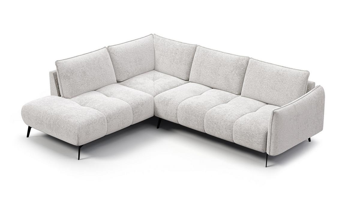 ECKSOFA AERA 5-Sitzer links, ecru - Ecru/Schwarz, Holz/Textil (268/206cm) - Wozimo