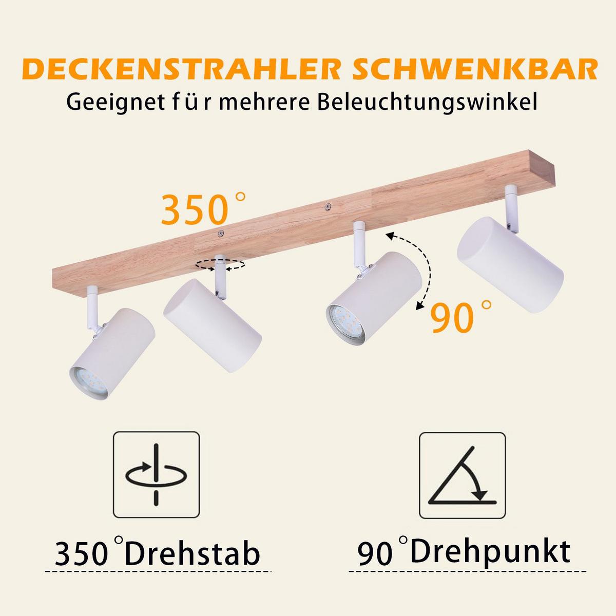 DECKENSTRAHLER Koblenz 4-flammig 60/10.5/14.5 cm - Braun, Metall (60/10.5/14.5cm) - Nettlife