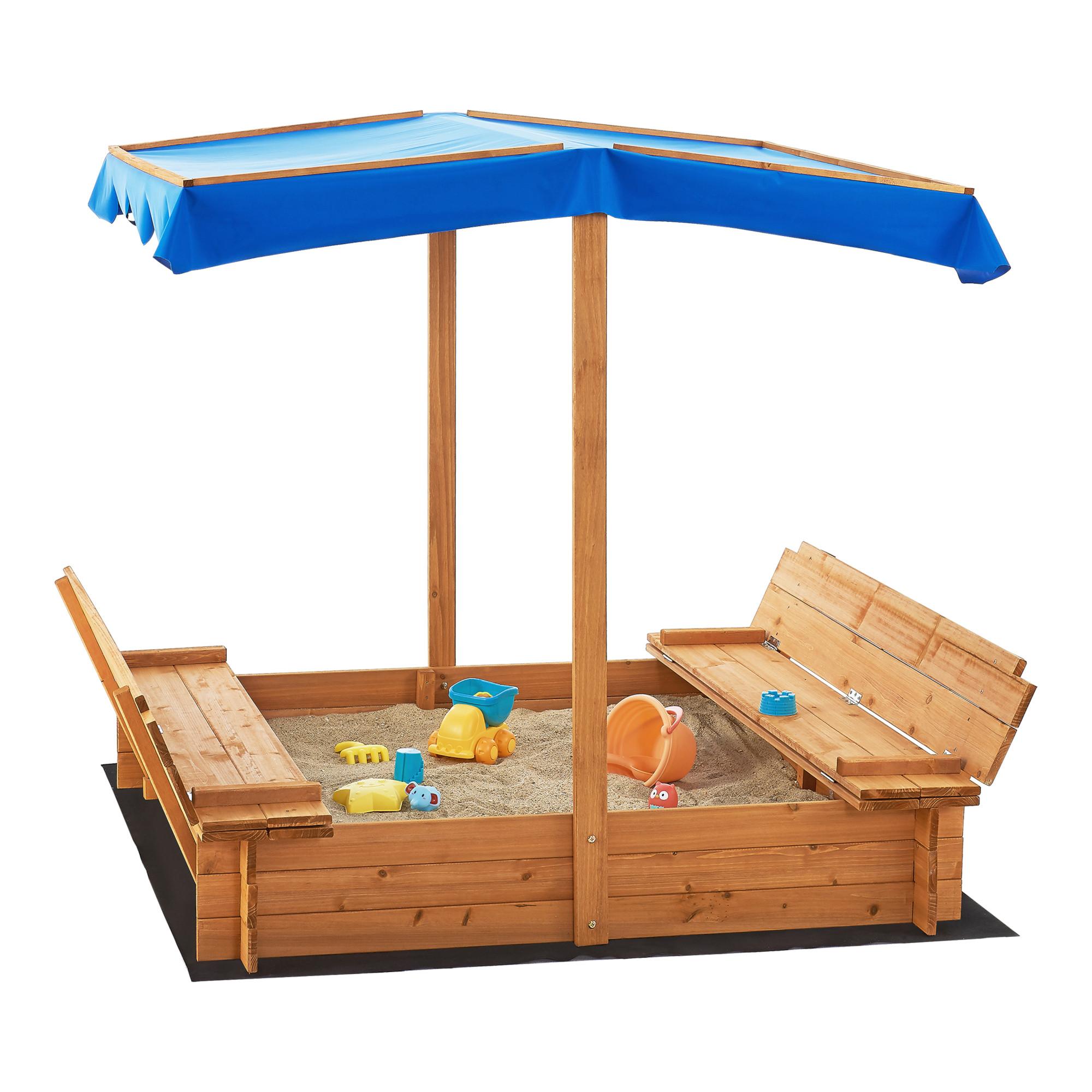 SANDKASTEN Kellenhusen - Blau/Naturfarben, Holz (120/120/120cm) - [en.casa]