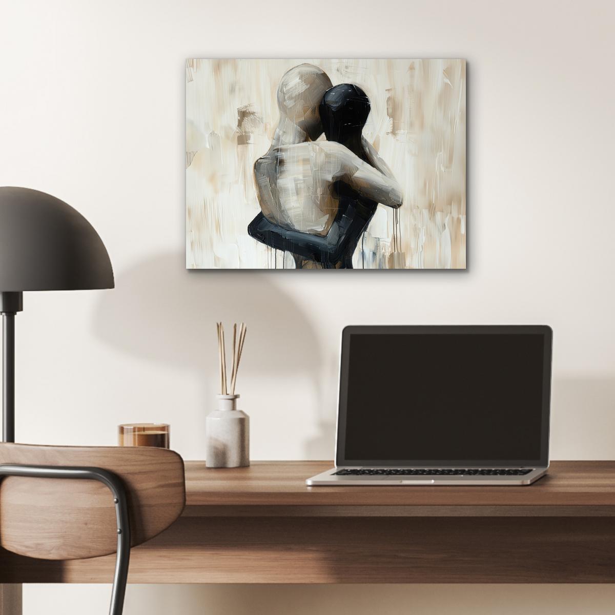 METALLBILD Abstrakt - Liebe - Schwarz und weiß - Modern 40x30 cm - Schwarz, Metall (40/30cm) - MuchoWow