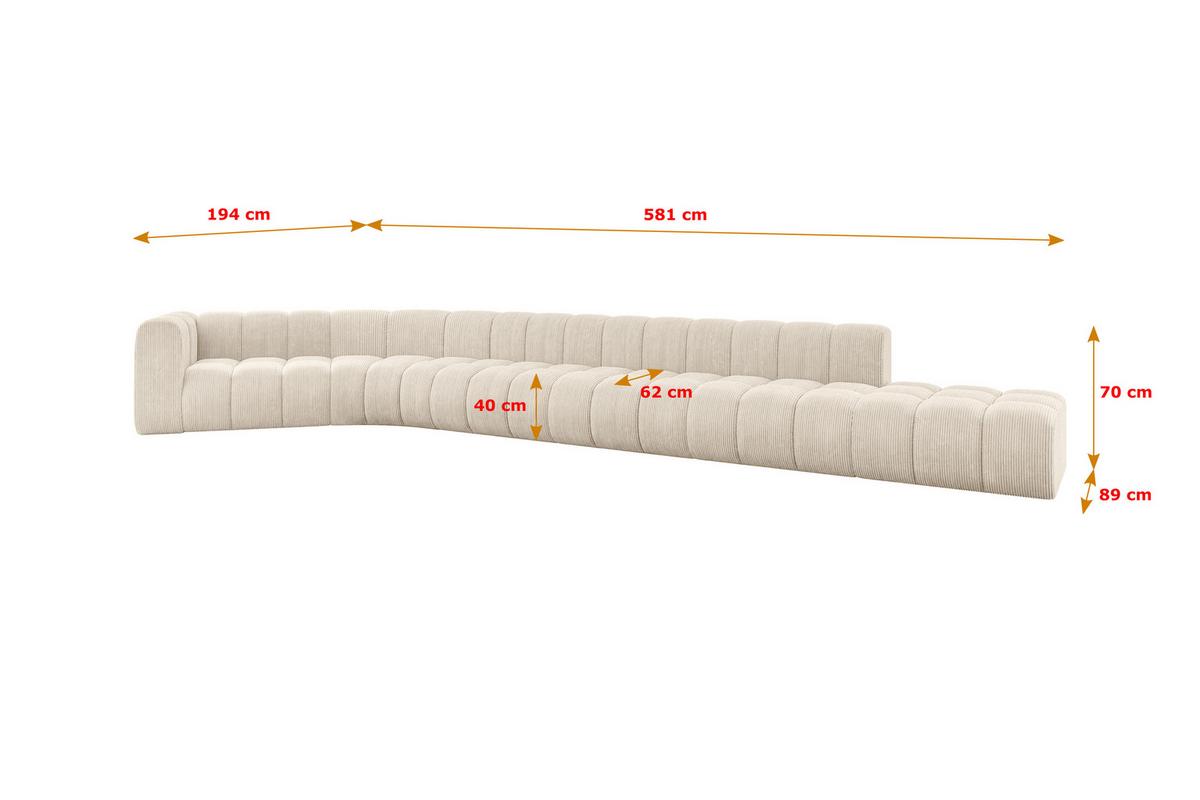 ECKSOFA modulares Sofa Tilmo-L3 - 581x194x70 cm Beige - Beige, Holzwerkstoff/Textil (581/194cm) - ALTDECOR