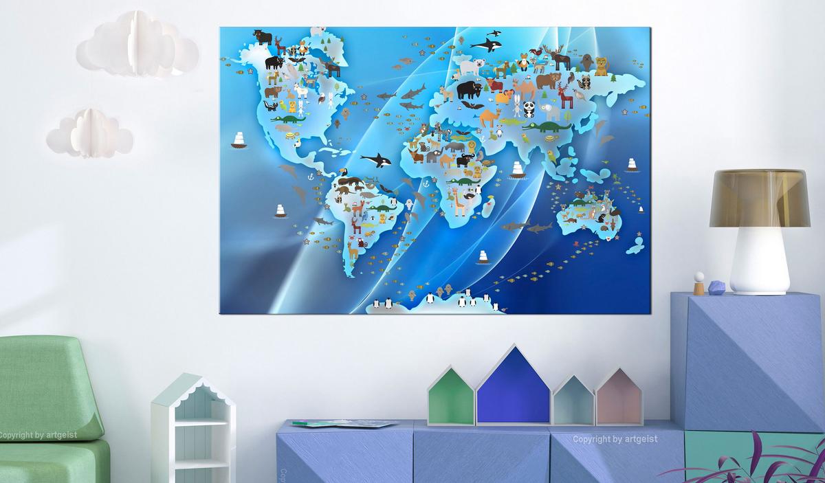 KUNSTDRUCK Blau 120/80 cm - Blau/Multicolor, Textil (120/80cm) - KUNSTLOFT