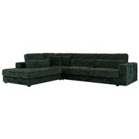 ECKSOFA Savona Grün breiter Cord - links - Schwarz/Grün, Kunststoff/Textil (316/249cm) - MKS