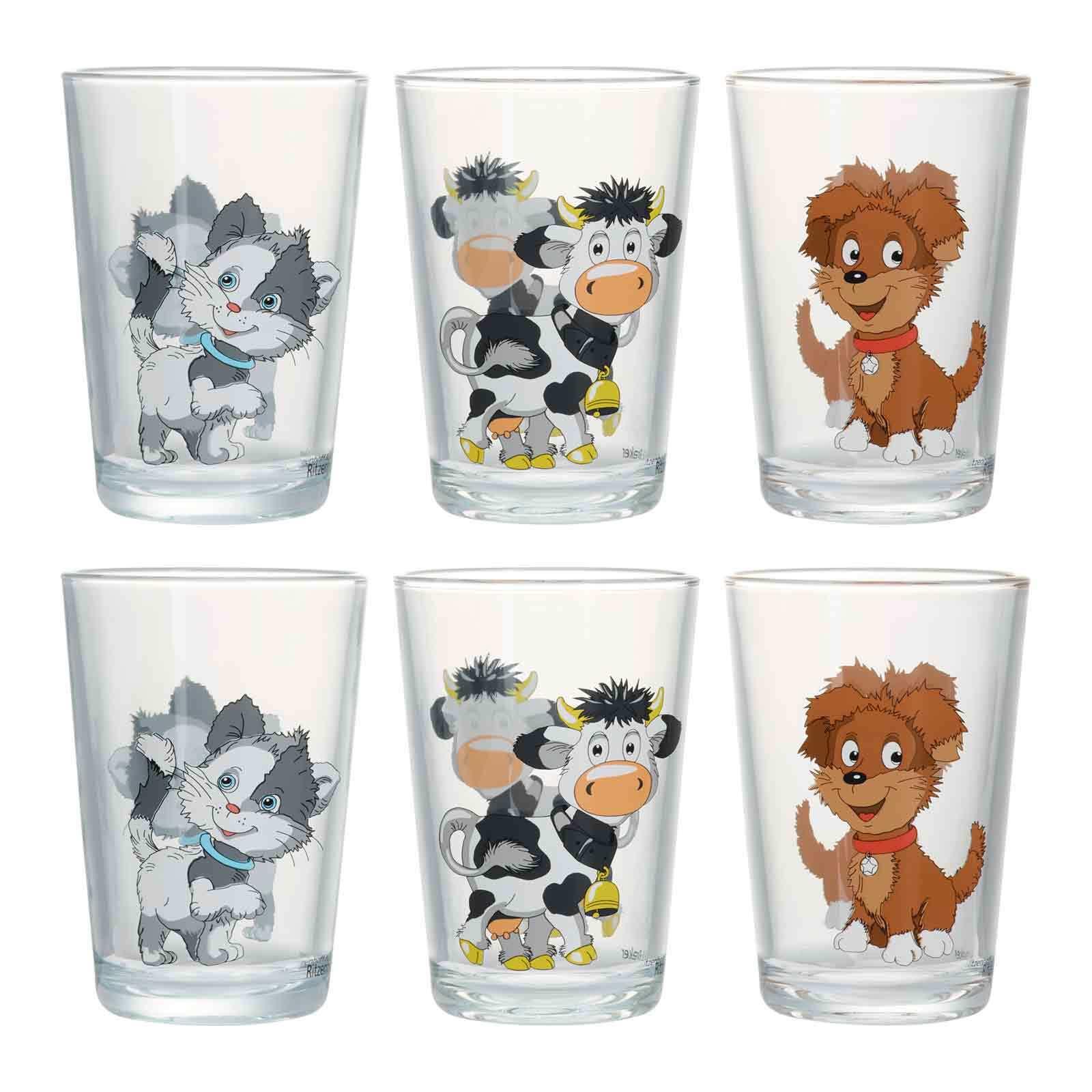 KINDERGLÄSER Hoftiere bunt 205 ml 6-tlg. - Multicolor, Glas (0.205L) - Ritzenhoff Breker