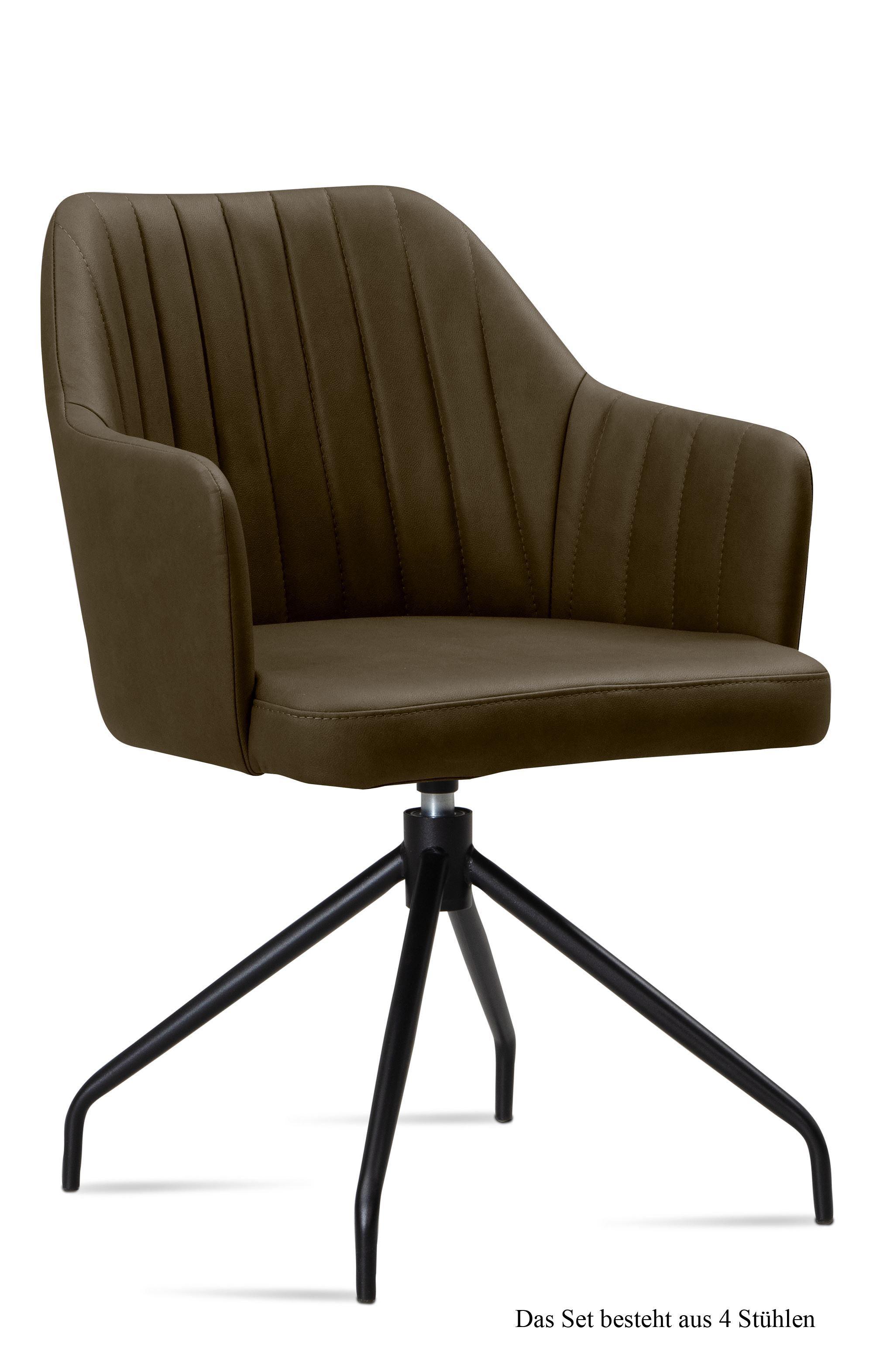 ARMLEHNSTUHL drehbar (4er-Set) Dorena 58x81x60 Schwarz/Khaki - Dunkelgrün/Schwarz, Kunststoff (60/81/58cm) - 58aufmkessel