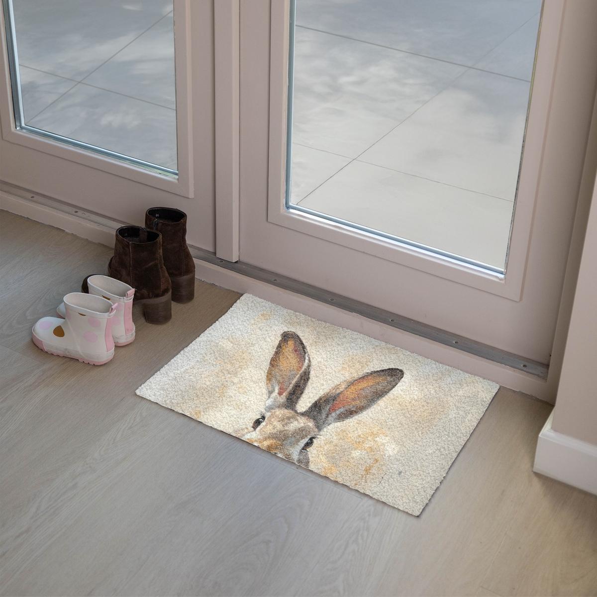 FUSSMATTE Hase - Ohren - Braun Schmutzmatte 60x40 cm - Beige, Kunststoff (40/60cm) - MuchoWow