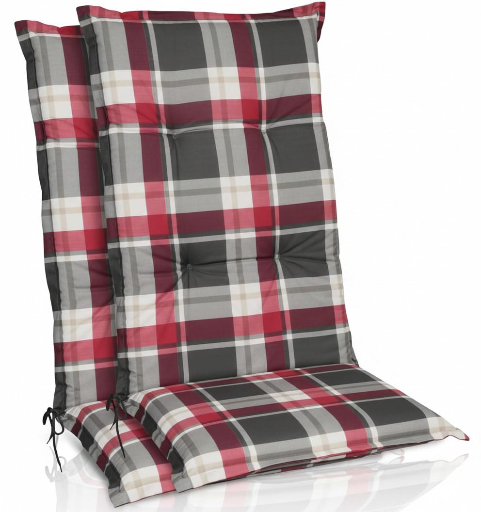 HOCHLEHNERAUFLAGE Sunny RK 120x50x6cm Bordeaux Kariert (2tlg) - Bordeaux, Textil (50/6/120cm) - Beautissu 
