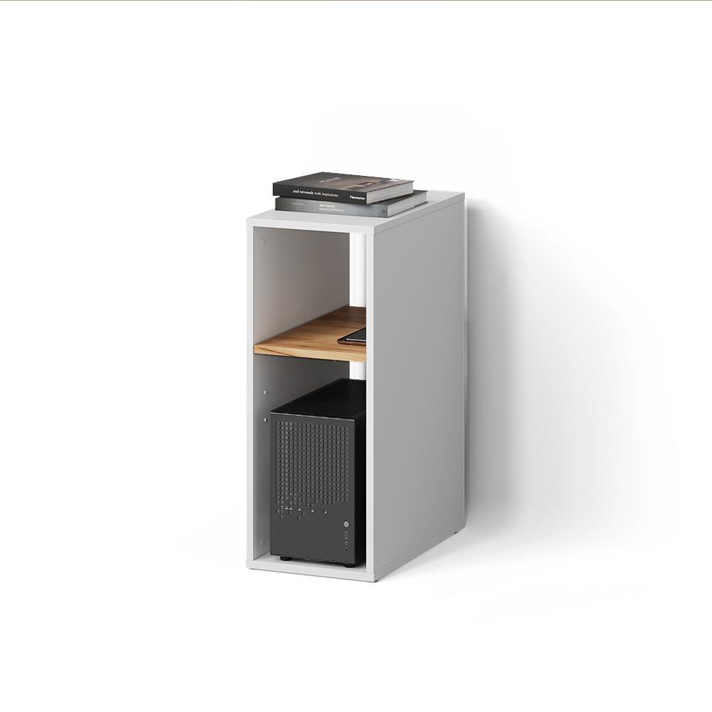 PC-SCHRANK Lorena Weiß/Goldkraft Eiche 28.5 x 72 cm mit 2 Fächern - Honigeiche/Weiß, Holzwerkstoff (28.5/72/50cm) - Livinity®