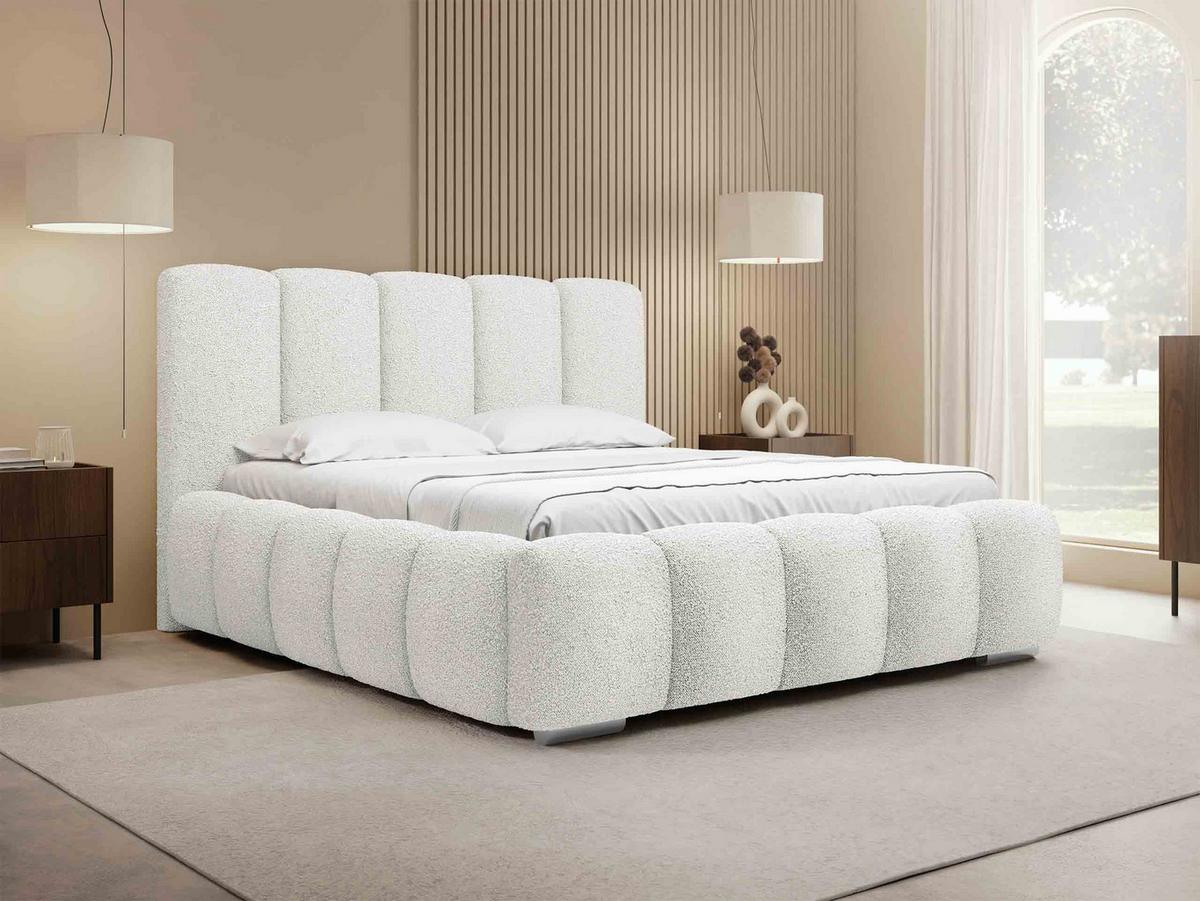 POLSTERBETT Wizko Boucle - Chromfarben/Creme, Holz/Holzwerkstoff (160/200cm) - MIRJAN24