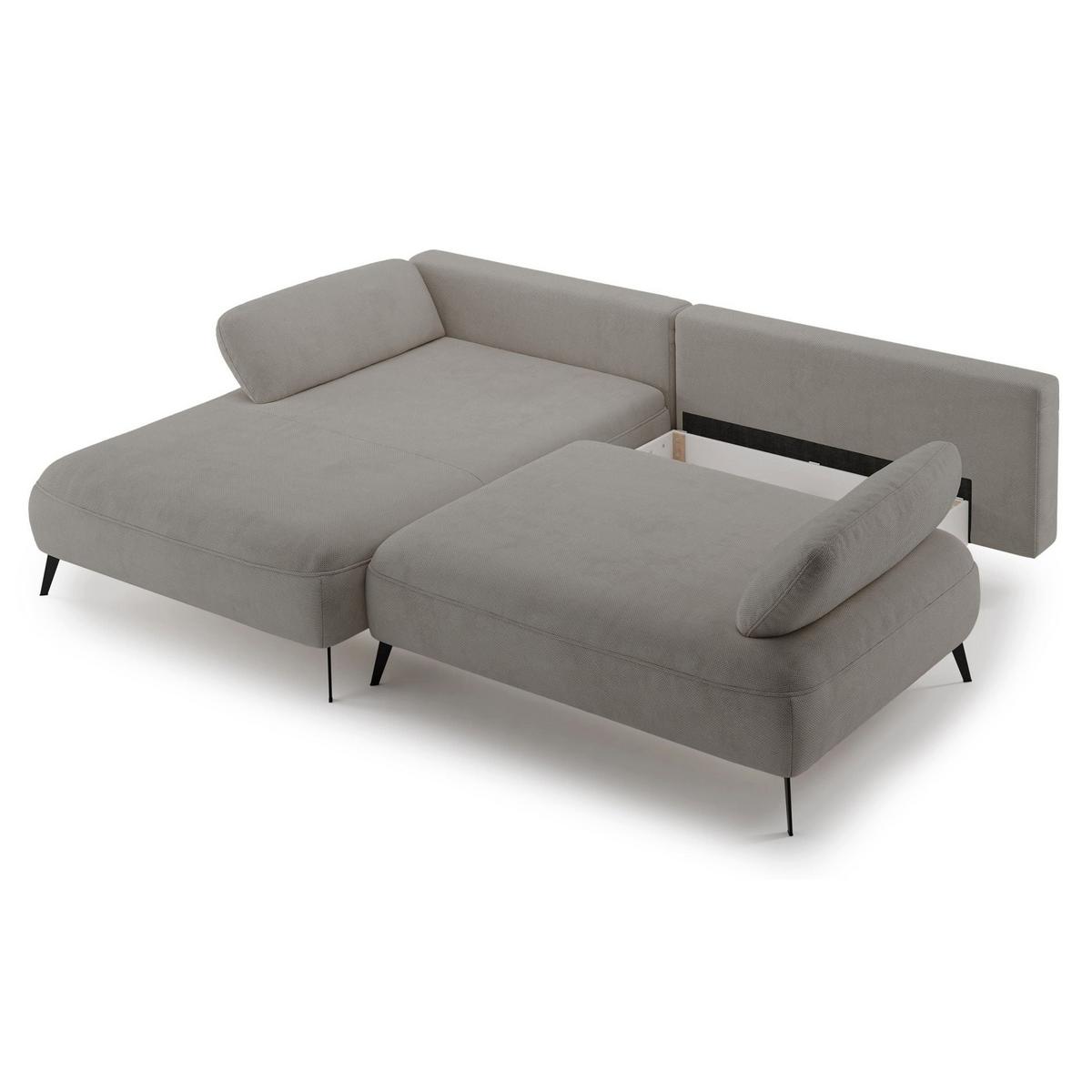 ECKSOFA Avolla Graubeige links - Taupe/Schwarz, Textil/Metall (284/186cm) - Selsey