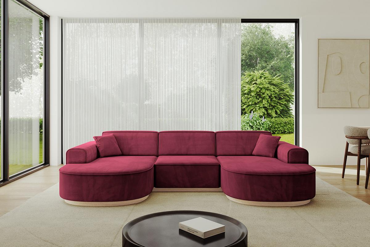 WOHNLANDSCHAFT MARI-U1-v1 - 303x171x83 cm Bordeaux Velours - Bordeaux, Holzwerkstoff/Textil (303/83/171cm) - ALTDECOR