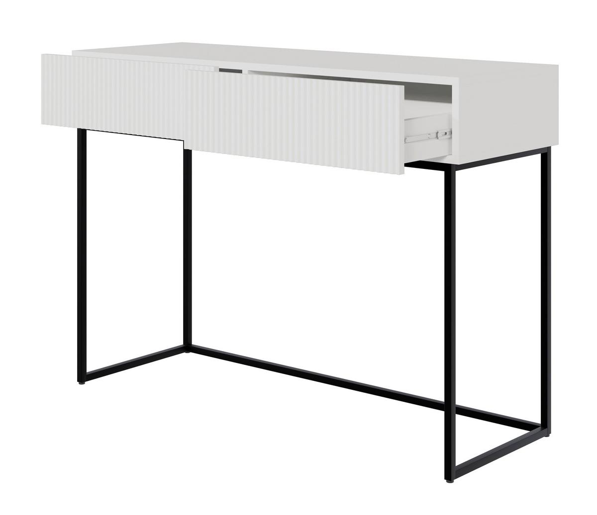SCHMINKTISCH Veldio Weiß mit schwarzen Beinen 110 cm - Schwarz/Weiß, Holzwerkstoff/Metall (110/79/40cm) - Selsey