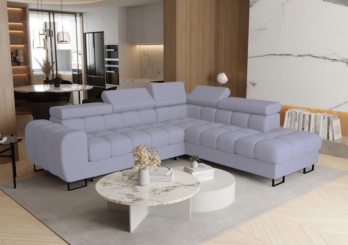ECKSOFA Bastien Max Mit Schlaffunktion - Blau, Holzwerkstoff/Textil (260/225cm) - Fun Möbel