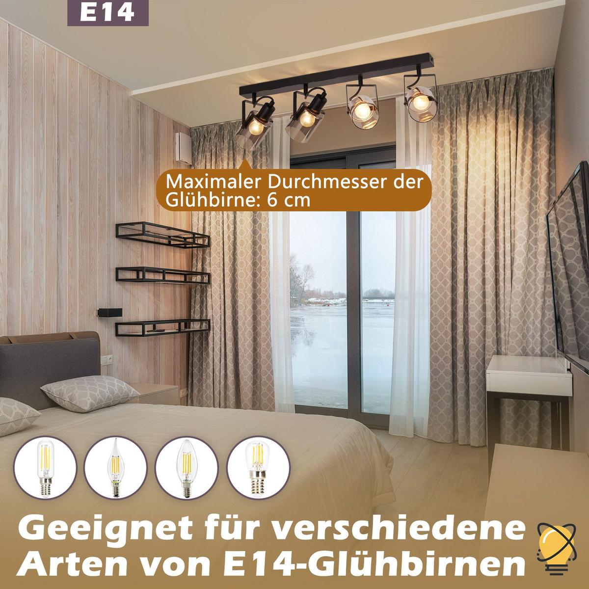 DECKENSTRAHLER Minden 4-flammig 63.5/9.5/18 cm - Schwarz, Metall (63.5/9.5/18cm) - Nettlife