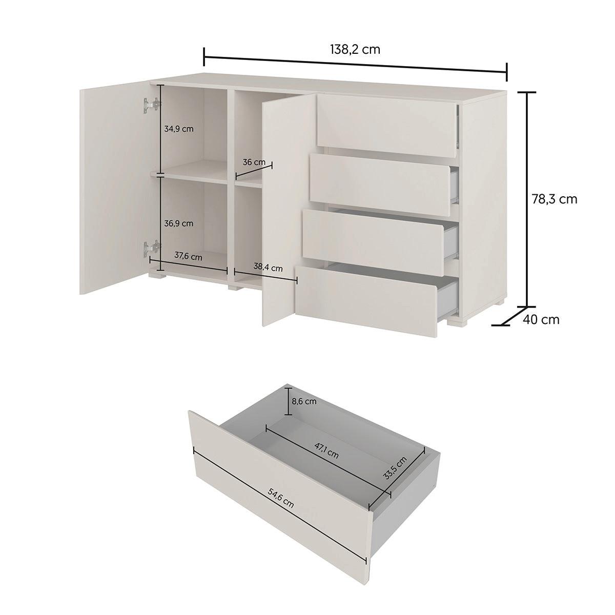 SIDEBOARD Maxis Weiß - Weiß, Holzwerkstoff (138/78/40cm) - Petits-meubles