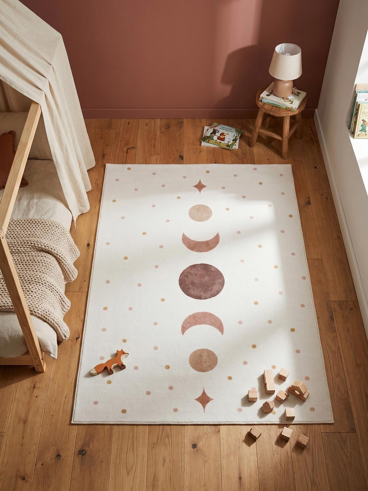 TEPPICH Kurzflor Waschbar TINO in Creme, mit Mondphasen-Motiv, 140 x 200 cm - Beige, Textil (200/140cm) - KADIMA DESIGN