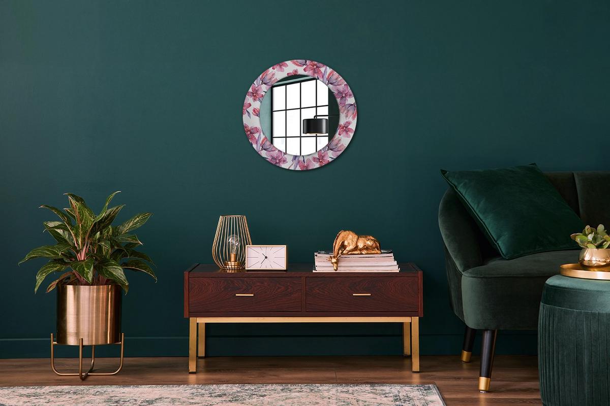 SPIEGEL Rund Ø 50 cm mit Aufdruck - Pink, Glas (50/50/0.4cm) - Wallfluent