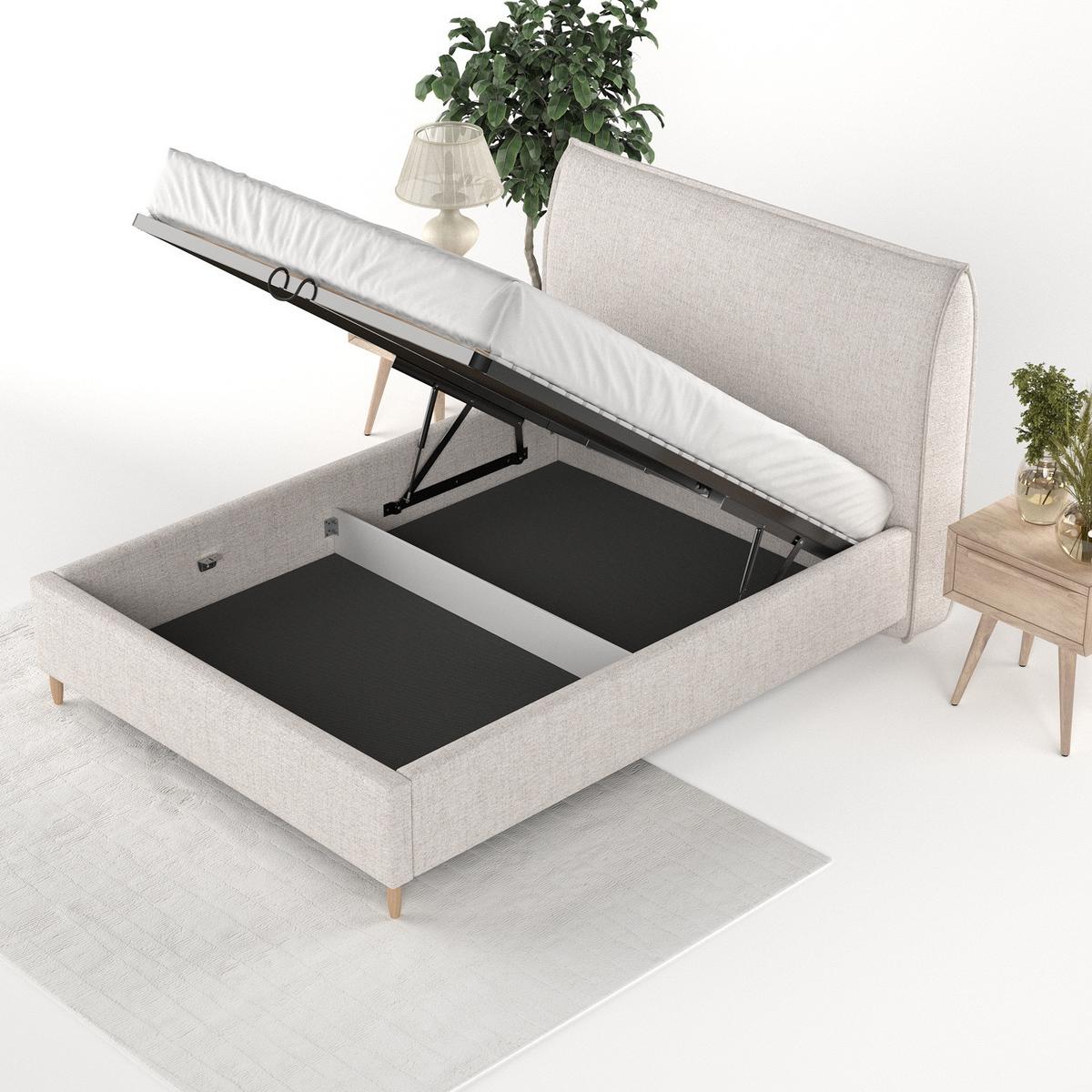 POLSTERBETT Mira 180/200 cm Hellbeige im Neve Stoff - Sandfarben/Naturfarben, Holz/Holzwerkstoff (180/200cm) - AltaBeds