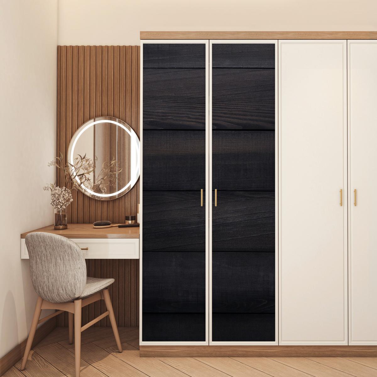 TÜRAUFKLEBER Schwarzer Hintergrund mit einer Plankenstruktur Wanddeko 90x205 cm - Türtapete - Schwarz, Kunststoff (90/0.1cm) - MuchoWow