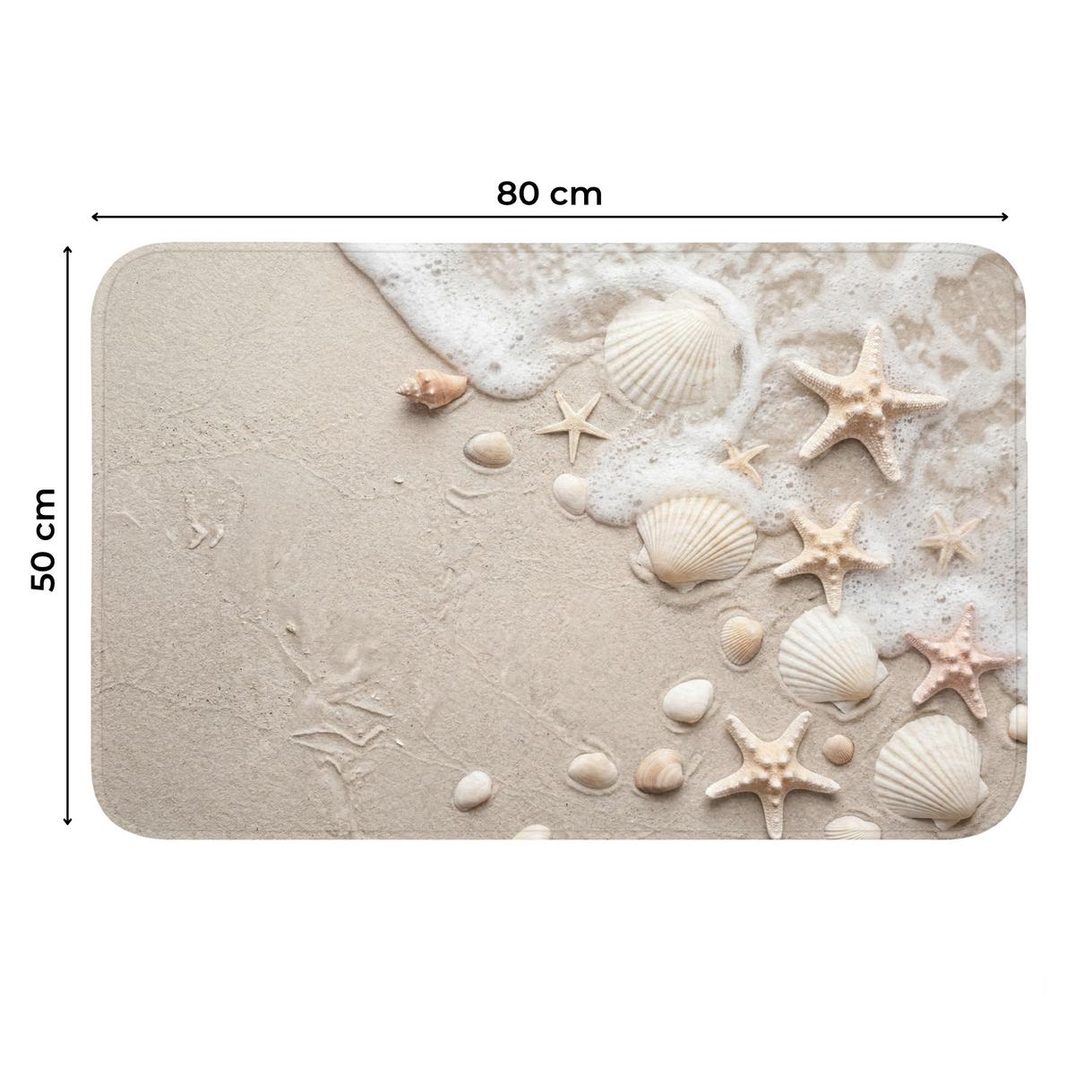 WC-VORLEGER Muscheln - Seesterne - Strand Toilettenteppich 80x50 cm - Sandfarben, Textil (80/1cm) - OnlyWow
