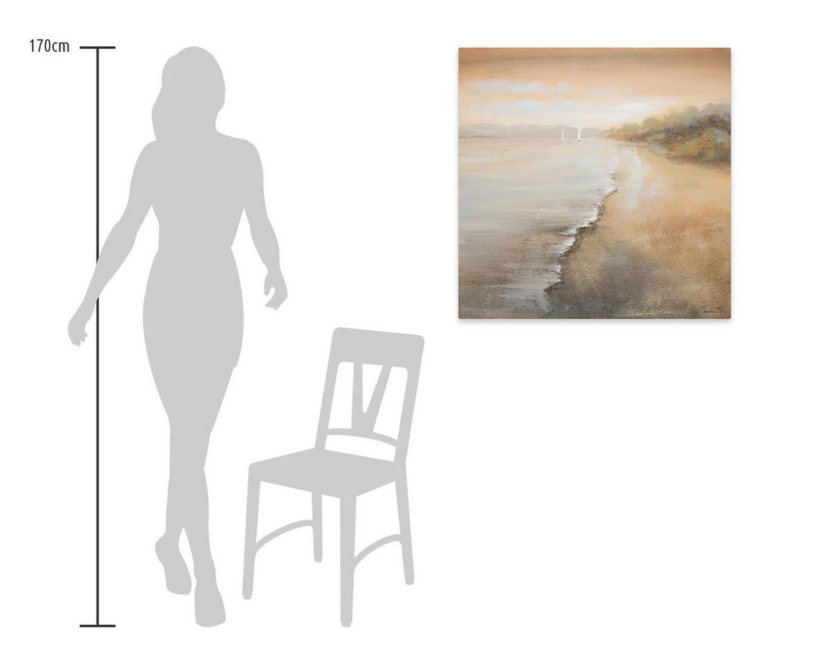 ACRYLBILD HANDGEMALT 80/80 cm - Braun, Holz/Textil (80/80cm) - KUNSTLOFT