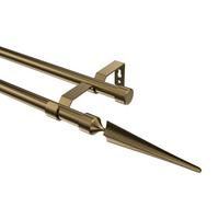 GARDINENSTANGE Olymp Lorenzo 400 cm (geteilt in 2 x 200 cm), 2-läufig (ohne Ringe), 16 mm Ø Messing Antik - Messingfarben/Bronzefarben, Metall (400cm) - INTERDECO