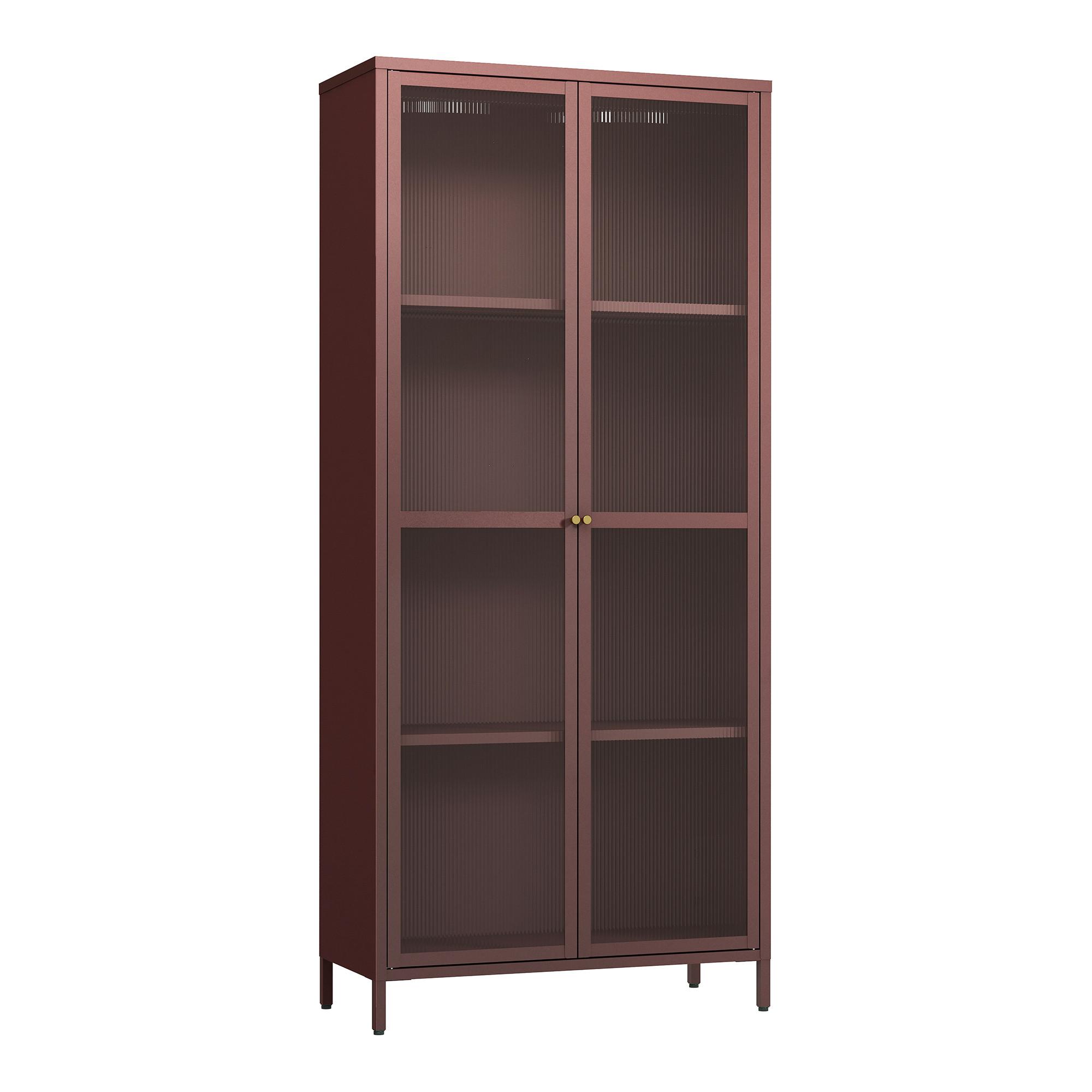 VITRINENSCHRANK Säkylä - Bordeaux, Glas/Metall (80/180/35cm) - [en.casa]