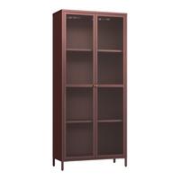 VITRINENSCHRANK Säkylä - Bordeaux, Glas/Metall (80/180/35cm) - [en.casa]