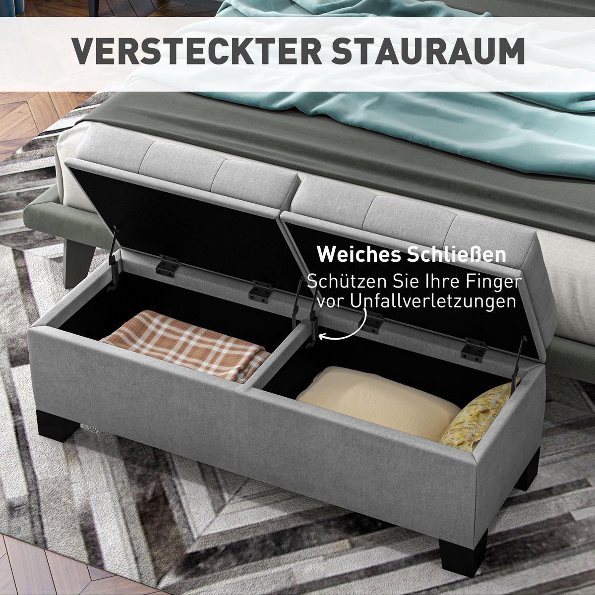 TRUHENBANK mit Leinenoptik - Schwarz/Grau, Holzwerkstoff/Textil (41/47/116cm) - HOMCOM
