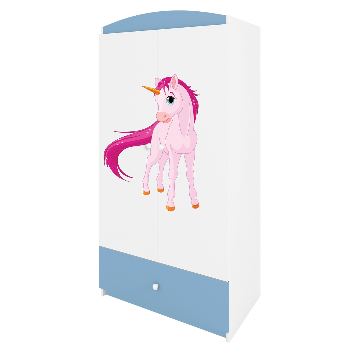 KINDERKLEIDERSCHRANK Einhorn - Blau, Holzwerkstoff (90/175/52cm) - RAUMHIRSCH FURNITURE