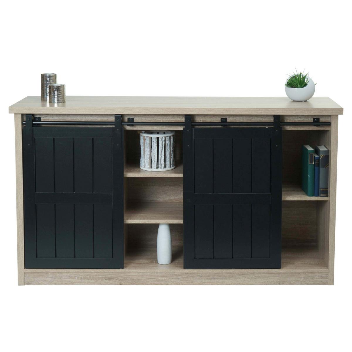 SIDEBOARD Buche Dekor, Schwarz - Buchefarben/Schwarz, Holz (150/84/40cm) - MCW