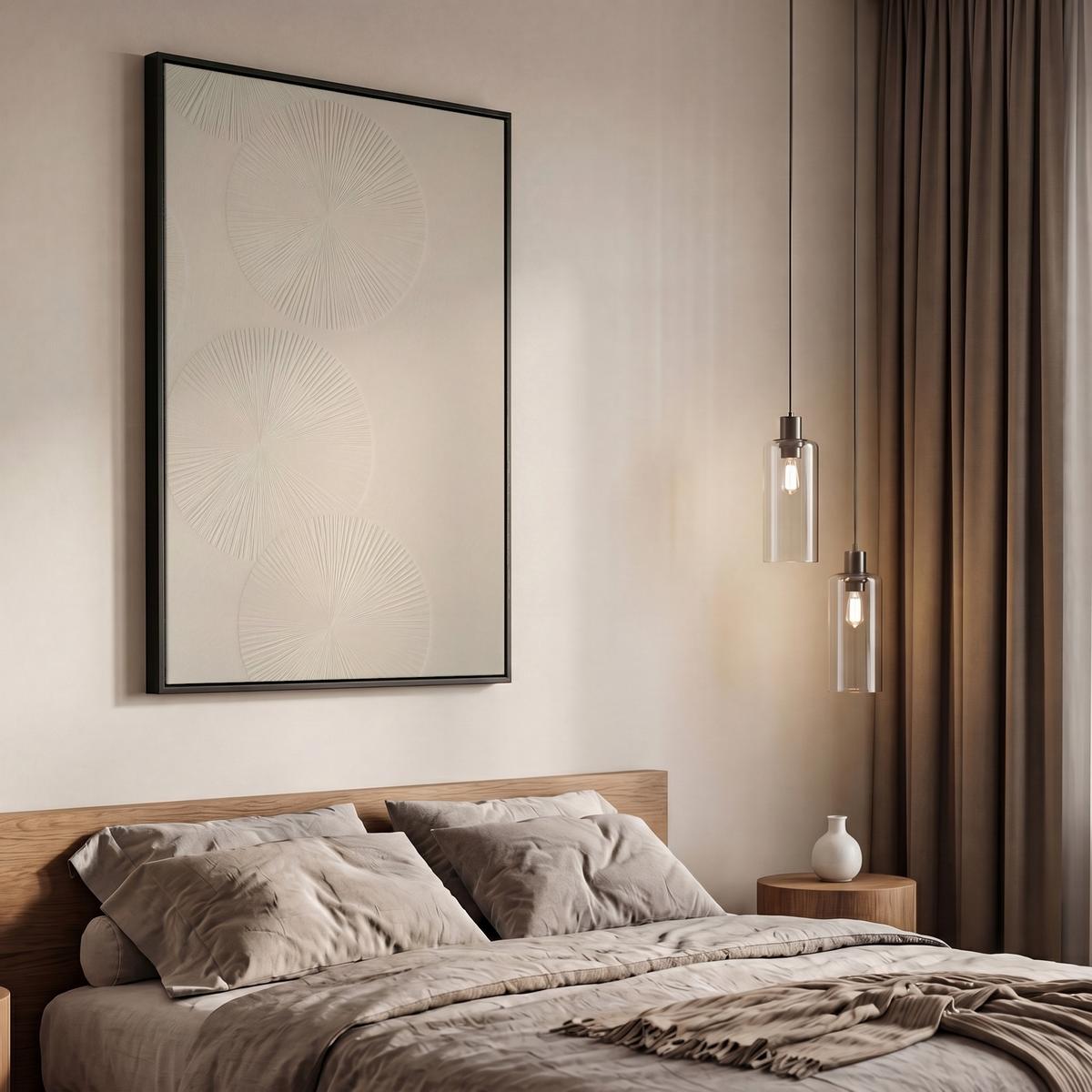 LEINWAND Bilder mit Rahmen - Japandi - Beige - Modern - 60x90 - Ecru, Textil (60/90cm) - MuchoWow