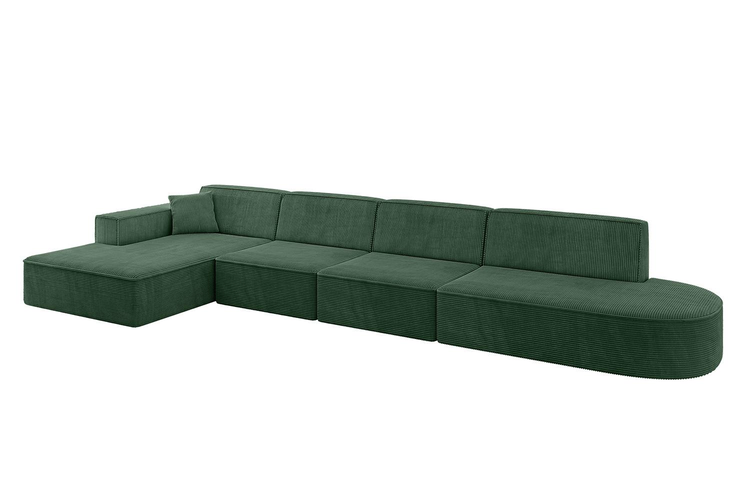 ECKSOFA Ottomane Links IREA-L3-v4 - 412x165x77 cm Grün - Currygelb, Holzwerkstoff/Textil (412/165cm) - ALTDECOR