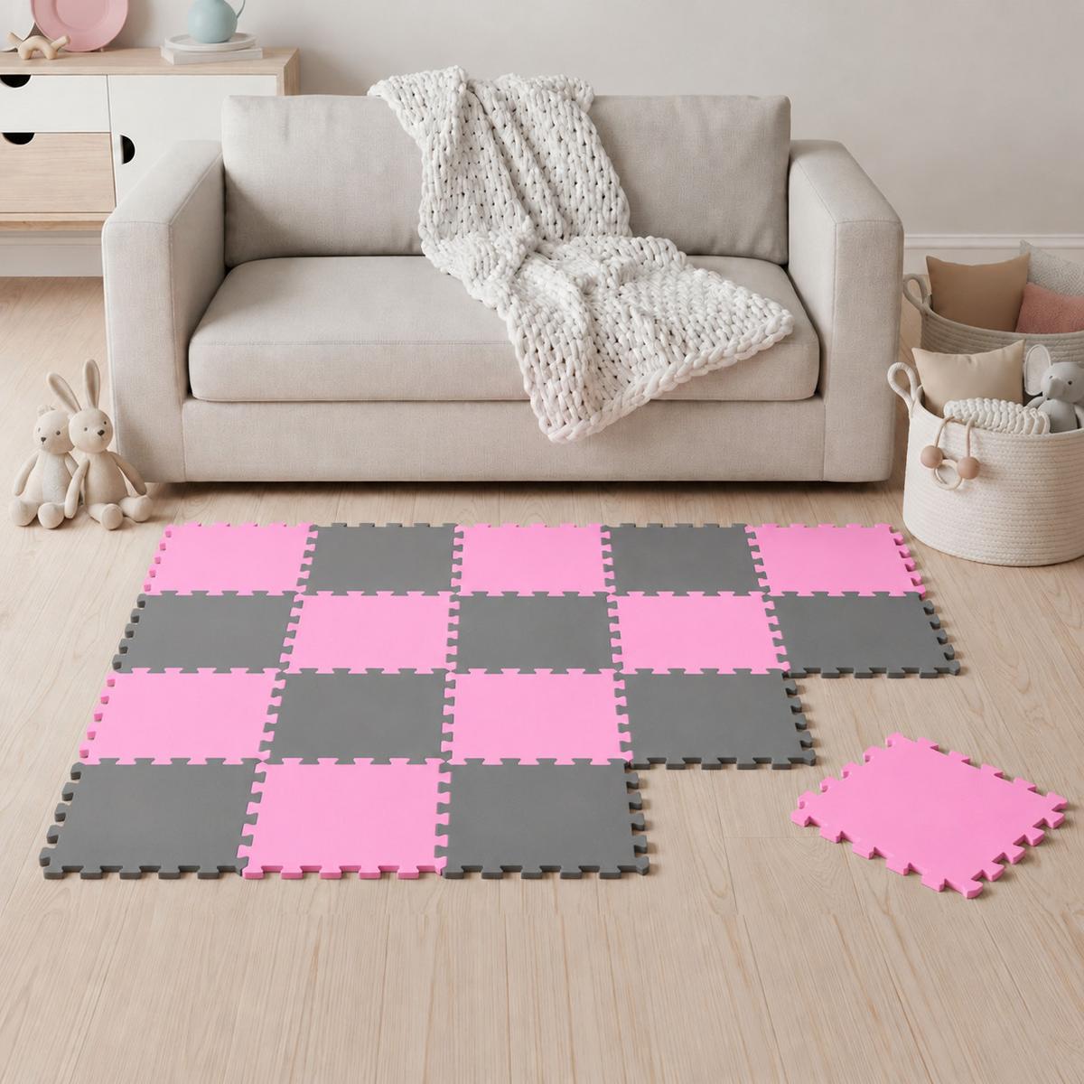 SPIELMATTE ab Null - 180/90/1 cm Puzzlematte Pink - Multicolor, Kunststoff (30/30cm) - Littletom