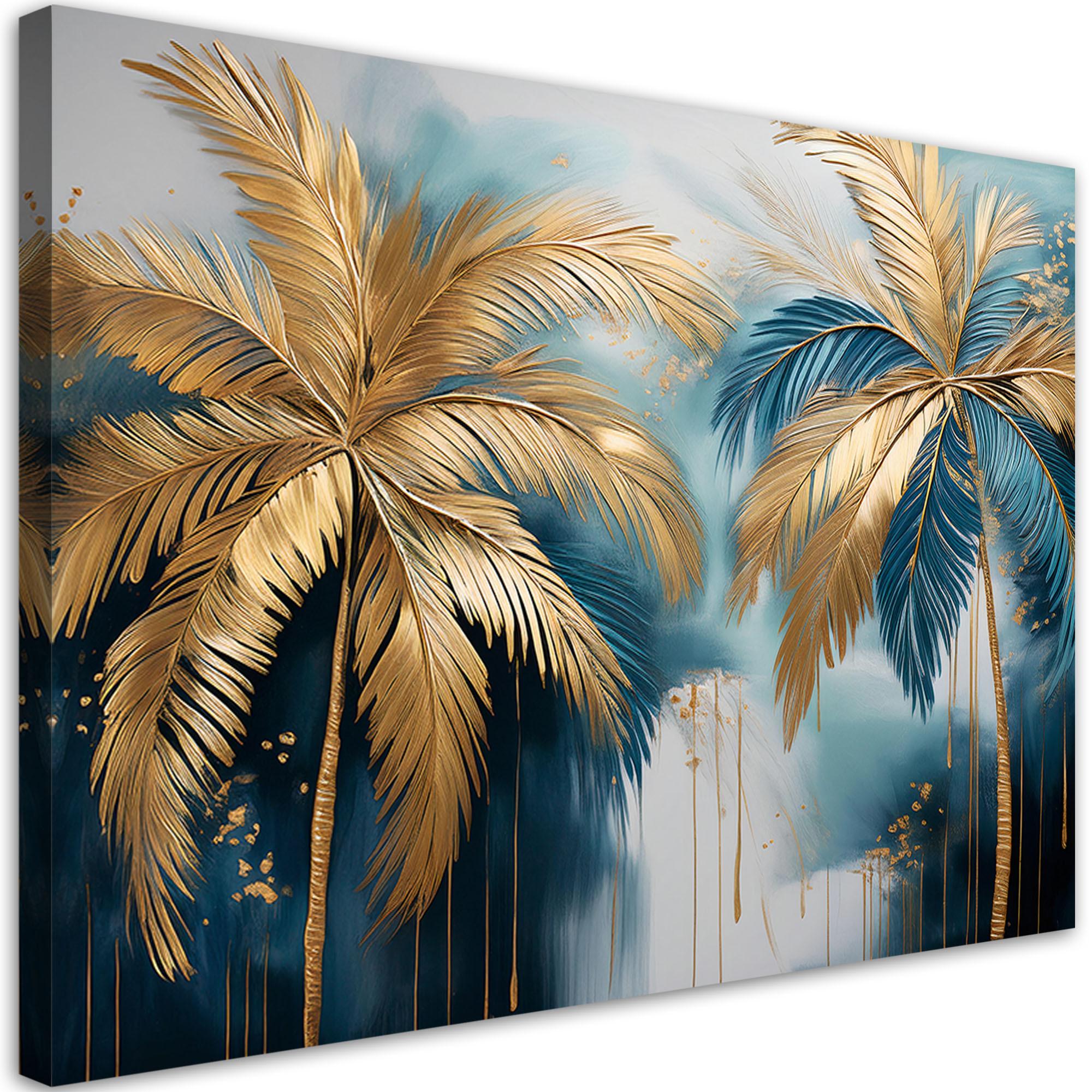 WANDBILD goldene palmen abstrakt - Goldfarben, Textil (60/40cm) - Feeby