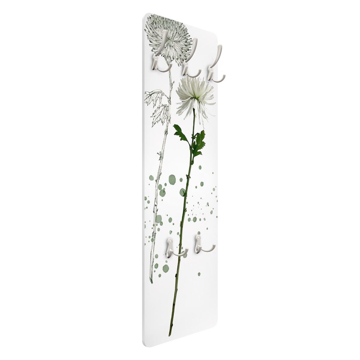WANDGARDEROBE - Botanisches Aquarell - Löwenzahn 34/105 cm - Weiß, Holzwerkstoff (34/105/1.6cm) - Bilderwelten