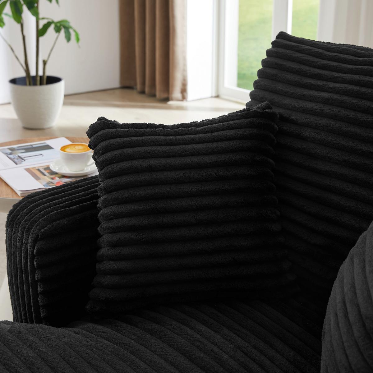 RELAXSESSEL aus Cord Modulare Chaiselongue & ohne Montage - Schwarz, Textil (33/127/33cm) - Urban Meuble