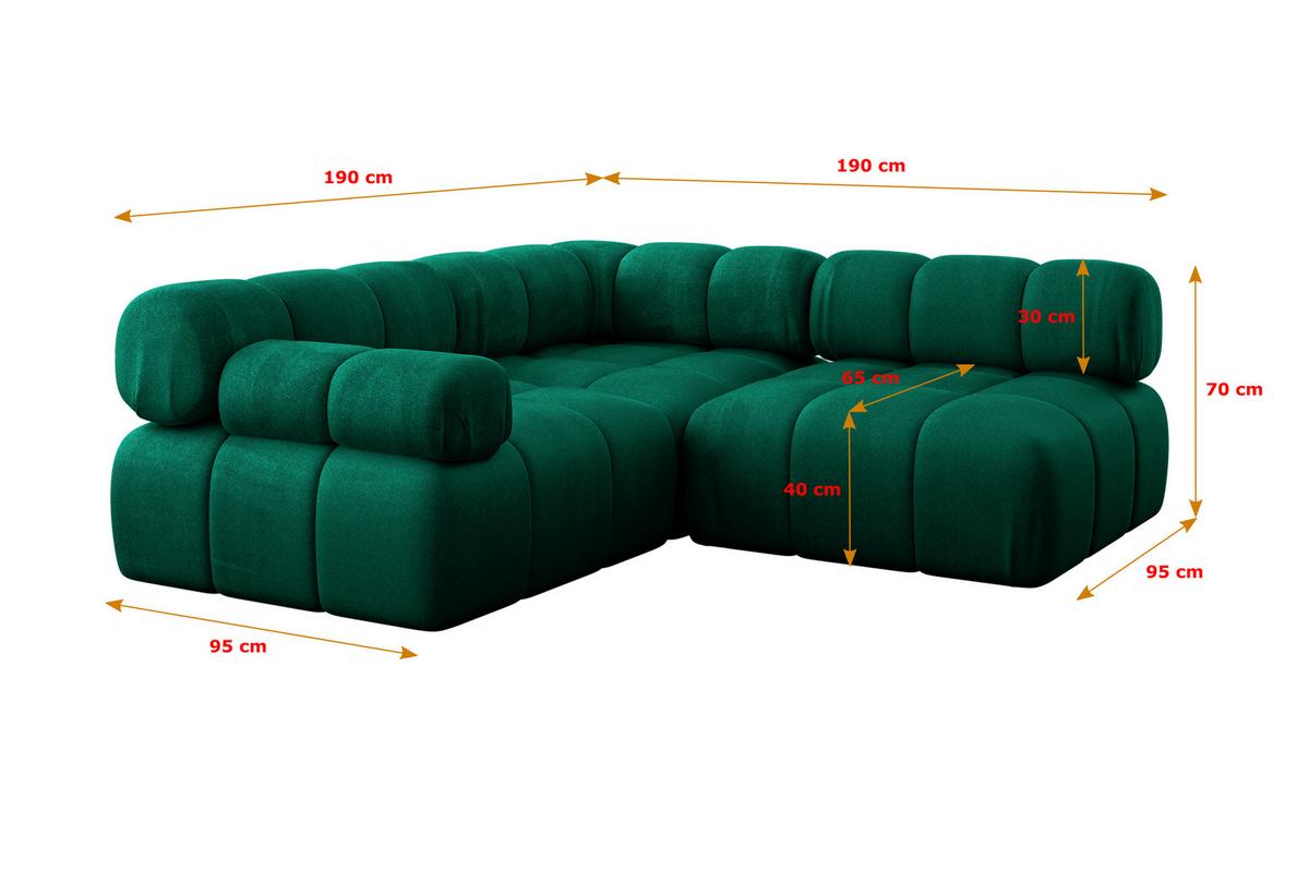 ECKSOFA modulares Sofa Mende-L1 - 190x190x70 cm Dunkelgrün Velours - Dunkelgrün, Holzwerkstoff/Textil (190/190cm) - ALTDECOR
