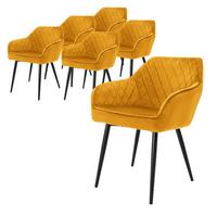 ESSZIMMERSTUHL 6er Set Senfgelb Samt - Gelb/Schwarz, Textil/Metall (63/80/60cm) - ML-DESIGN