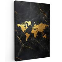 LEINWANDBILD Weltkarte - Gold - Marmor Wanddeko 40x60 cm - Goldfarben, Textil (40/60cm) - MuchoWow