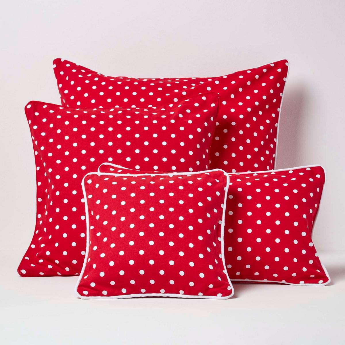 KISSENHÜLLE Polka Dots 30/50 cm, 100% Baumwolle - Rot, Textil (30/50cm) - Homescapes