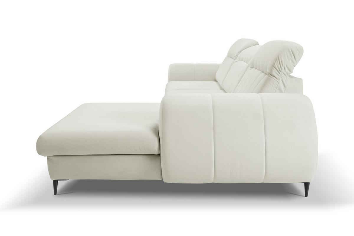 ECKSOFA PURO R-S Beige Plüsch-Stoff mit Schlaffunktion - Beige, Holz (275/166cm) - MASSENO