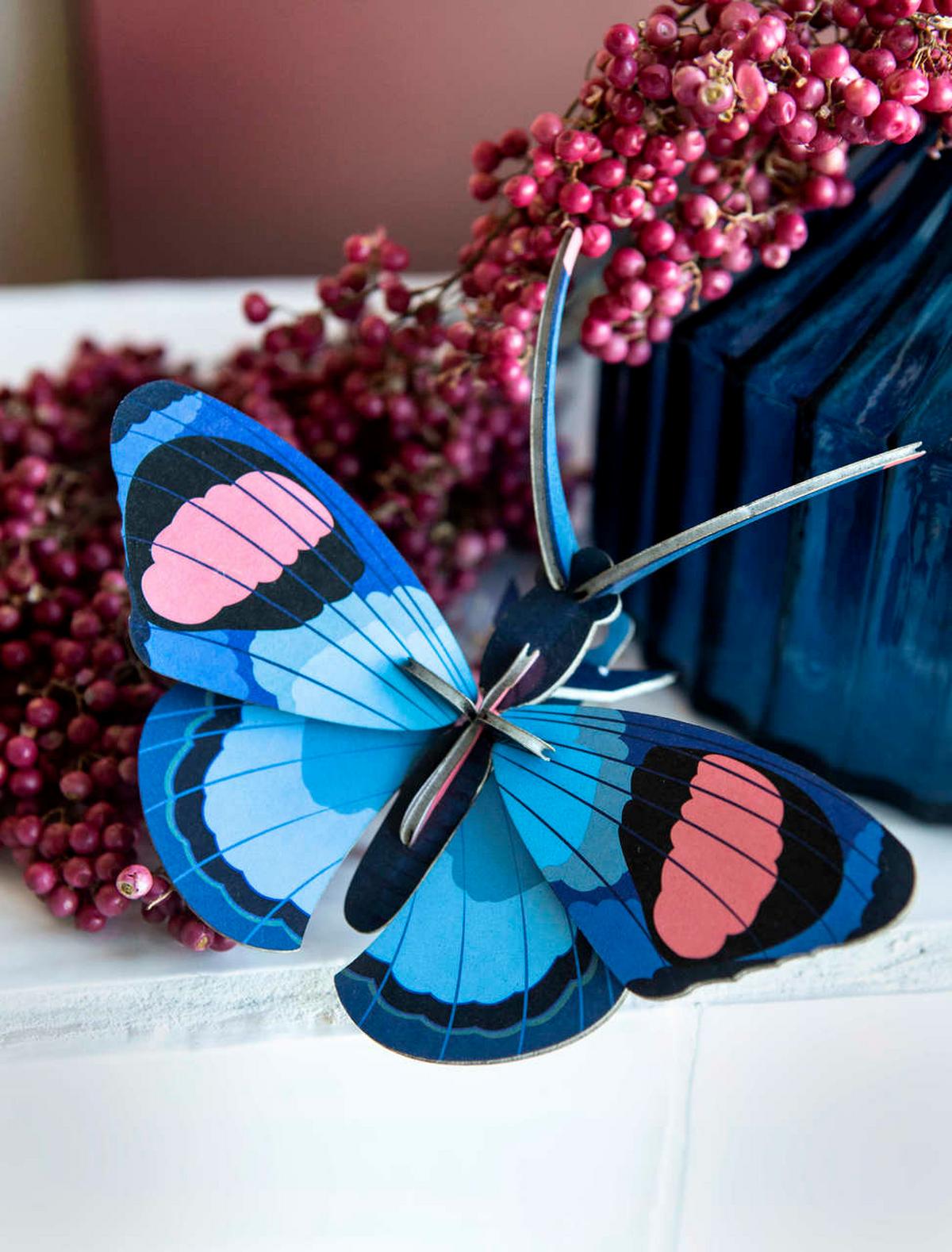 WANDDEKO Pfauenauge 16/6 cm - Blau/Pink, Wellpappe (16/6/17cm) - Studio Roof