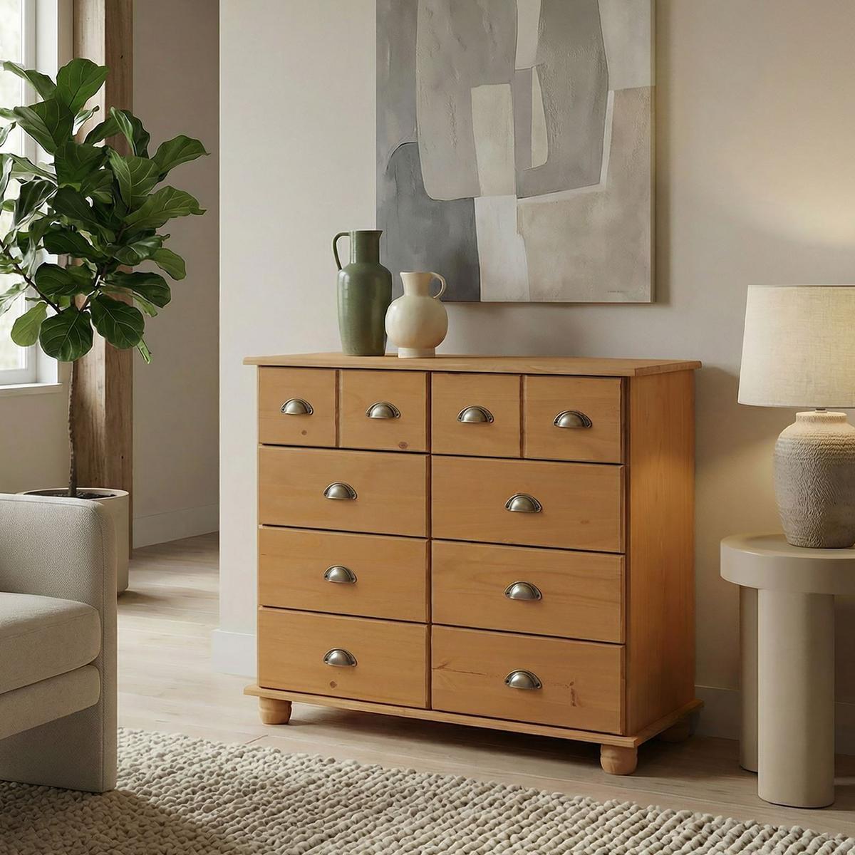 APOTHEKERKOMMODE COLMAR gebeizt/gewachst - Kieferfarben, Holz (92/80/39cm) - IDIMEX