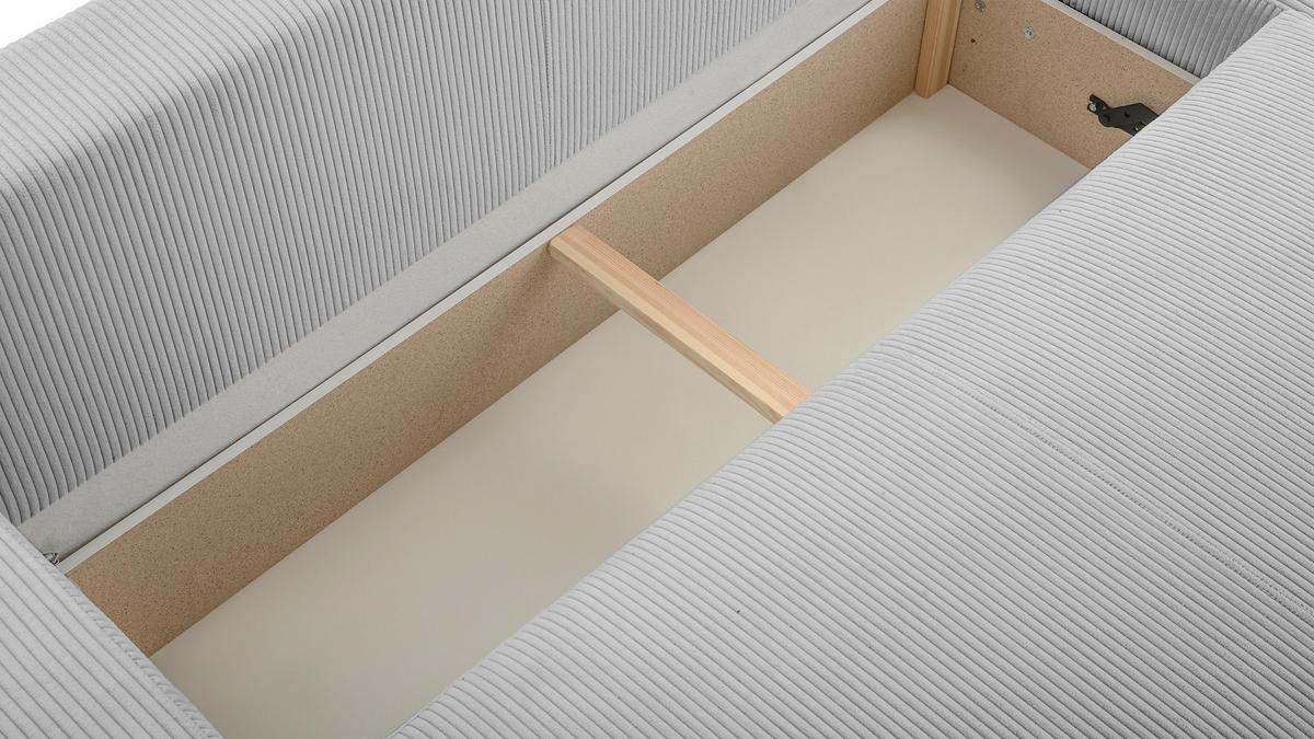 WOHNLANDSCHAFT Catea Hellgrau 364/145/85 cm mit Schlaffunktion - Hellgrau/Schwarz, Kunststoff/Textil (364/84/145cm) - AX Living