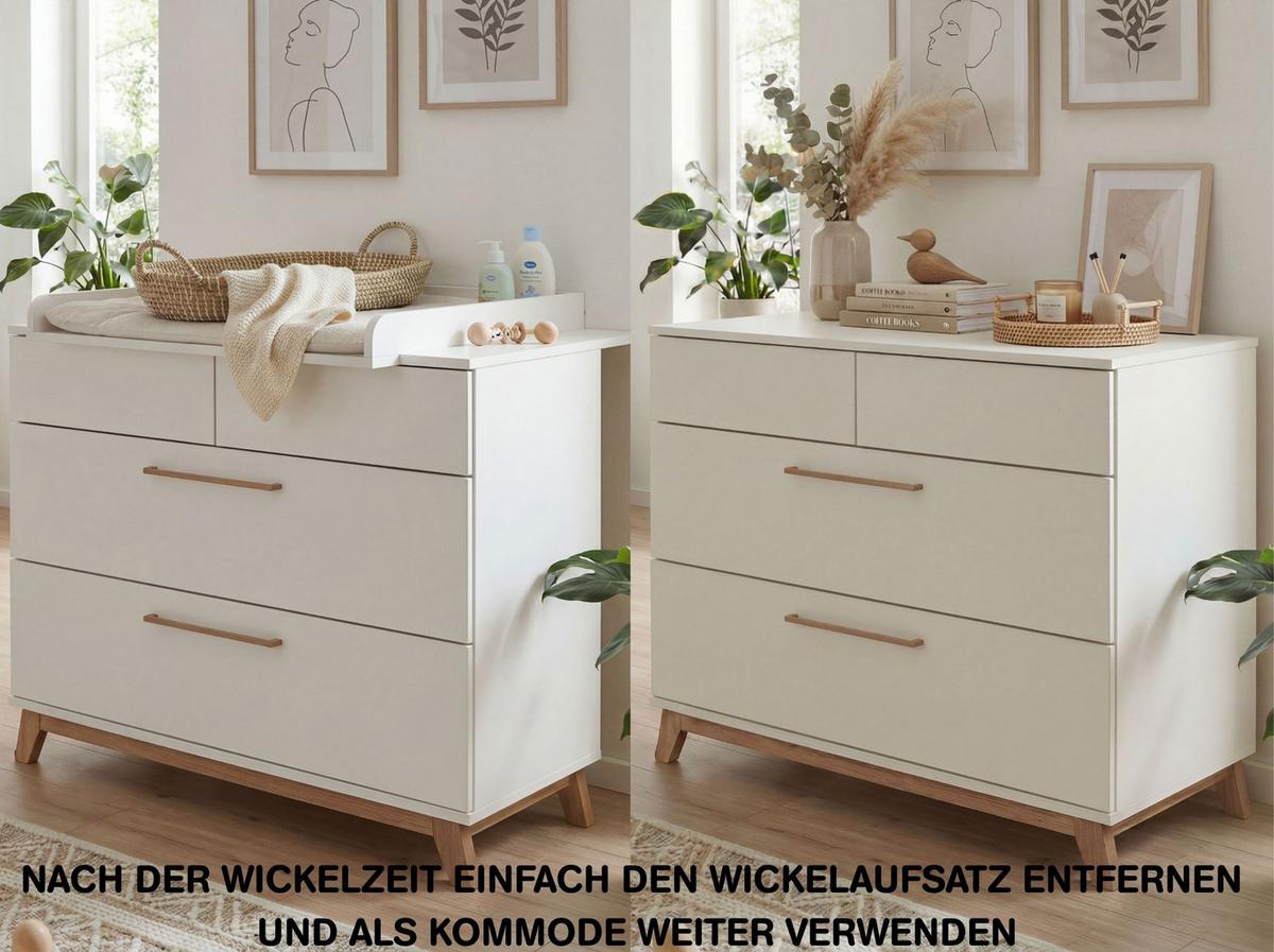 BABYZIMMER SET Lina 2-tlg. Soft-Close - Walnussfarben/Weiß, Holz/Holzwerkstoff (1/1/1cm) - arthur berndt